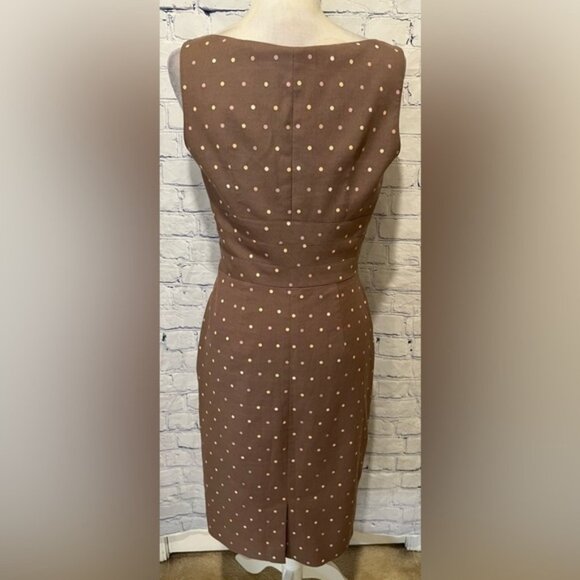 Kay Unger New York Brown Polka Dot Cotton Blend Midi Dress Size 8 - Picture 5 of 8